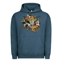 Pigment Midnight Navy bull skull leopard cowhide sunflower texas map Urban Hoodie - Artiststas