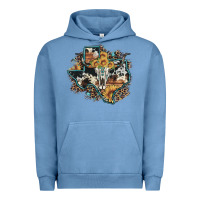 Pigment Pebble Blue bull skull leopard cowhide sunflower texas map Urban Hoodie - Artiststas