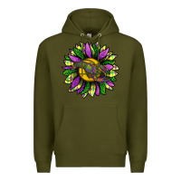 Army Green Mardi Gras Sunflower With Crawfish Premium Hoodie - BundleAndBundleShop