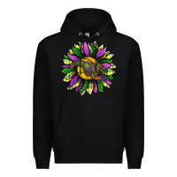 Black Mardi Gras Sunflower With Crawfish Premium Hoodie - BundleAndBundleShop
