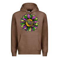 Chestnut Mardi Gras Sunflower With Crawfish Premium Hoodie - BundleAndBundleShop