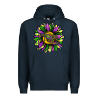 Navy Mardi Gras Sunflower With Crawfish Premium Hoodie - BundleAndBundleShop