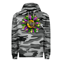 Slate Camo Mardi Gras Sunflower With Crawfish Premium Hoodie - BundleAndBundleShop