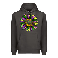 Smoke Mardi Gras Sunflower With Crawfish Premium Hoodie - BundleAndBundleShop