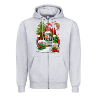 Heather Grey christmas gnome truck Zipper Hoodie - BundleAndBundleShop