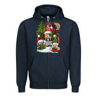 Navy christmas gnome truck Zipper Hoodie - BundleAndBundleShop