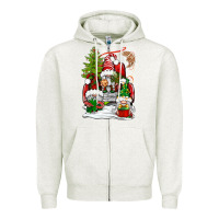Oatmeal Heather christmas gnome truck Zipper Hoodie - BundleAndBundleShop