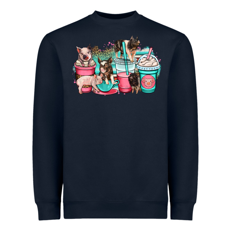 Pig Coffee Cups Heavyweight Sweatshirt by OliviaCreatesArt | Teevron