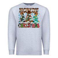 Heather Grey Howdy Christmas Premium Sweatshirt - CowhideDigitalArt