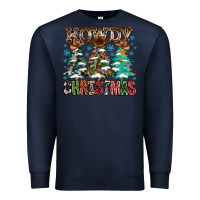 Navy Howdy Christmas Premium Sweatshirt - CowhideDigitalArt