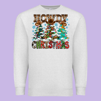 Howdy Christmas Premium Sweatshirt Designed By Cowhidedigitalart