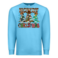 Ocean Blue Howdy Christmas Premium Sweatshirt - CowhideDigitalArt