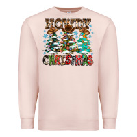 Pale Pink Howdy Christmas Premium Sweatshirt - CowhideDigitalArt