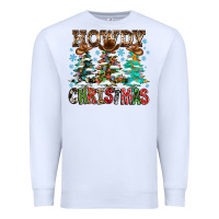 White Howdy Christmas Premium Sweatshirt - CowhideDigitalArt