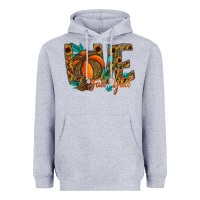 Heather Grey Love Fall Y'all Heavyweight Hoodie - CowhideDigitalArt