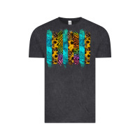 Vintage Black turquoise leopard sunflowers colorful Vintage Tee - RanaPortraitStore