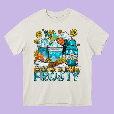 Feeling A Little Frosty Coffee Cups Heavy Core Tee Designed By Nancycooperartshop