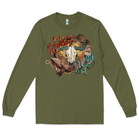 Army Green Cowboy wild and free western Long Sleeve Tee - HowdyJamesFarm