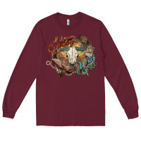Burgundy Cowboy wild and free western Long Sleeve Tee - HowdyJamesFarm