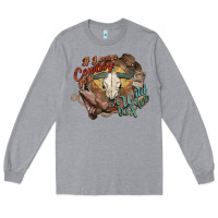 Heather Grey Cowboy wild and free western Long Sleeve Tee - HowdyJamesFarm