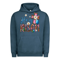 Pigment Midnight Navy he is risen cross Urban Hoodie - Artiststas