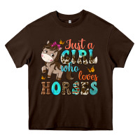 Chocolate Brown just a girl who loves horses Heavy Core Tee - NancyCooperArtShop