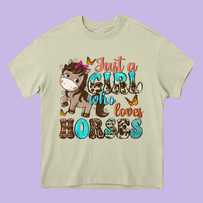 Just A Girl Who Loves Horses Heavy Core Tee Designed By Nancycooperartshop