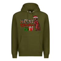 Army Green merry christmas labrador retriever Premium Hoodie - RanaPortraitStore