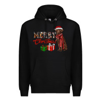 Black merry christmas labrador retriever Premium Hoodie - RanaPortraitStore