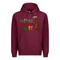 Burgundy merry christmas labrador retriever Premium Hoodie - RanaPortraitStore