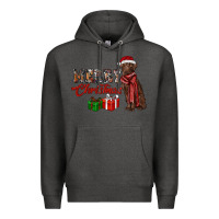 Charcoal Heather merry christmas labrador retriever Premium Hoodie - RanaPortraitStore