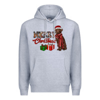 Heather Grey merry christmas labrador retriever Premium Hoodie - RanaPortraitStore