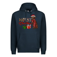 Navy merry christmas labrador retriever Premium Hoodie - RanaPortraitStore