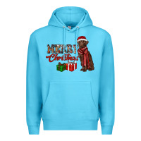Ocean Blue merry christmas labrador retriever Premium Hoodie - RanaPortraitStore