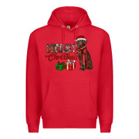 Red merry christmas labrador retriever Premium Hoodie - RanaPortraitStore