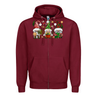 Burgundy Christmas Gnomes Zipper Hoodie - BundleAndBundleShop
