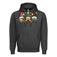 Charcoal Heather Christmas Gnomes Zipper Hoodie - BundleAndBundleShop