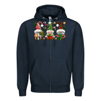 Navy Christmas Gnomes Zipper Hoodie - BundleAndBundleShop