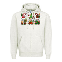 Oatmeal Heather Christmas Gnomes Zipper Hoodie - BundleAndBundleShop