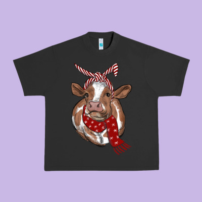 Christmas Scarf Heifer Urban Heavy Tee Designed By Ranaportraitstore