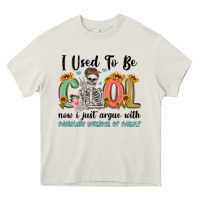 Cream i used to be cool now i just argue with miniature Heavy Core Tee - MaliasSmallBusiness