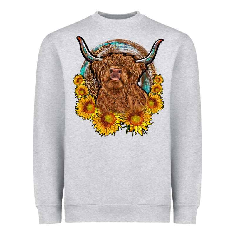 Cow Sunflower Leopard Heavyweight Sweatshirt by OliviaCreatesArt | Teevron