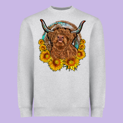 Cow Sunflower Leopard Heavyweight Sweatshirt Designed By Oliviacreatesart