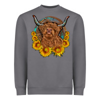 Storm cow sunflower leopard Heavyweight Sweatshirt - OliviaCreatesArt