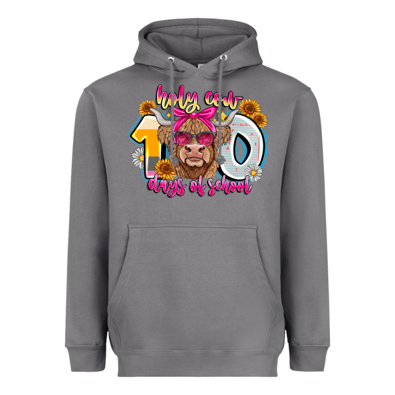 Holy Cow 100 Days Of School Heavyweight Hoodie by CowhideDigitalArt | Teevron