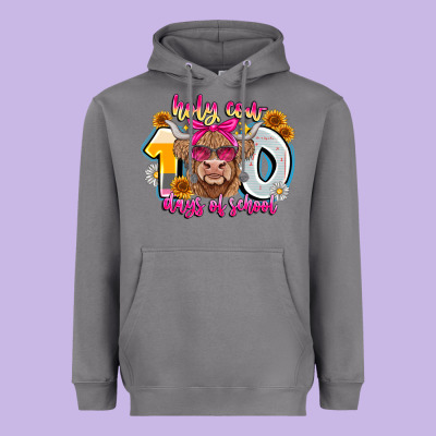 Holy Cow 100 Days Of School Heavyweight Hoodie Designed By Cowhidedigitalart