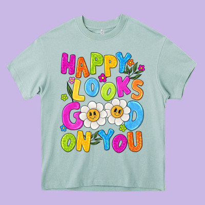 Happy Looks Good On You Heavy Core Tee Designed By Nancycooperartshop