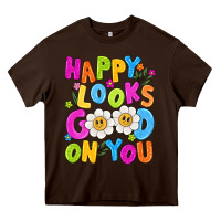 Chocolate Brown happy looks good on you Heavy Core Tee - NancyCooperArtShop