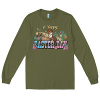 Army Green Happy Easter Day rodeo Long Sleeve Tee - HowdyJamesFarm