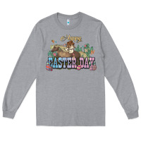 Heather Grey Happy Easter Day rodeo Long Sleeve Tee - HowdyJamesFarm